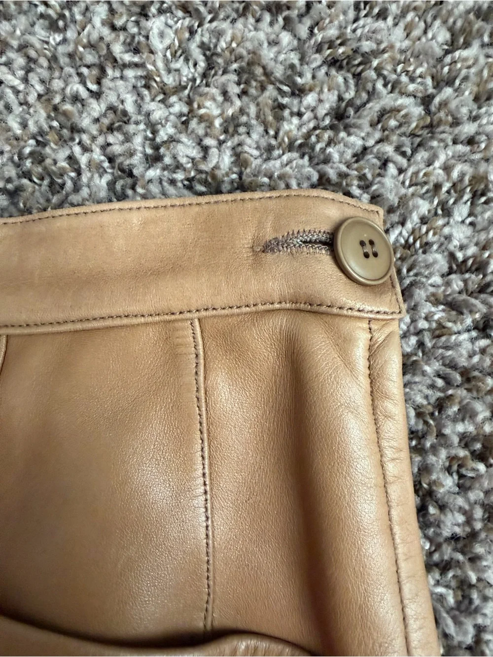 Vintage Yves Saint Laurent Rive Gauche Tan Leather Pencil Skirt FR 42